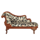 Chaise Lounge Victorian French Rococo - Walnut - Leopard Print (image for) Chaise Lounge Victorian French Rococo - Walnut - Leopard Print