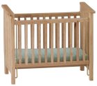 (image for) Slatted Nursery Crib - Oak - Blue Fabric