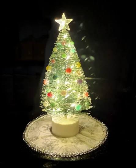 (image for) 24 Light LED 6.5in Decorated Christmas Tree w/ Skirt & Star