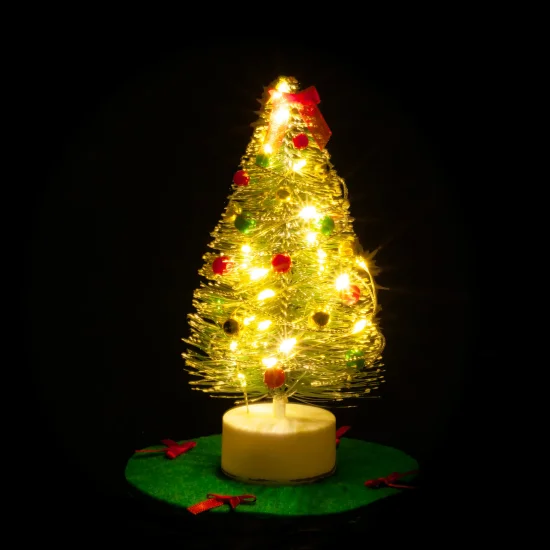(image for) COPY 24 Light LED 6in Decorated Christmas Tree w/ Skirt & Ribbon