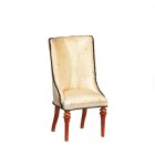 High Back Upholstered Side Chair - Cream - Walnut (image for) High Back Upholstered Side Chair - Cream - Walnut