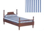 (image for) Striped Single Bed w/ Linens - Walnut