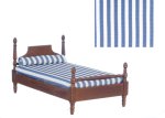 (image for) Striped Single Bed w/ Linens - Walnut
