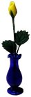 (image for) Yellow Rosebud in Blue Fluted Vase