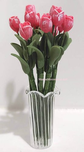 (image for) 12 Pink Tulips w/ Vase
