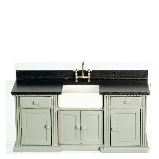 (image for) Kitchen Counter Sink Cabinet - Gray & Black