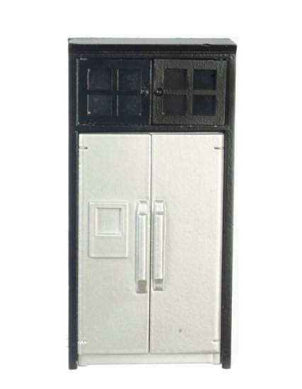 (image for) Modern Silver Refrigerator w/ Cabinet - Black