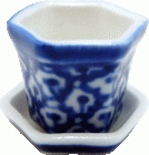 Large Ceramic Pot w/ Drip Saucer Blue & White (image for) Large Ceramic Pot w/ Drip Saucer Blue & White