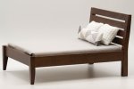 (image for) Double Bed w/ 3 Pillows - Walnut Finished