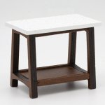 (image for) Rectangular Marble Top End Table - Walnut Finished