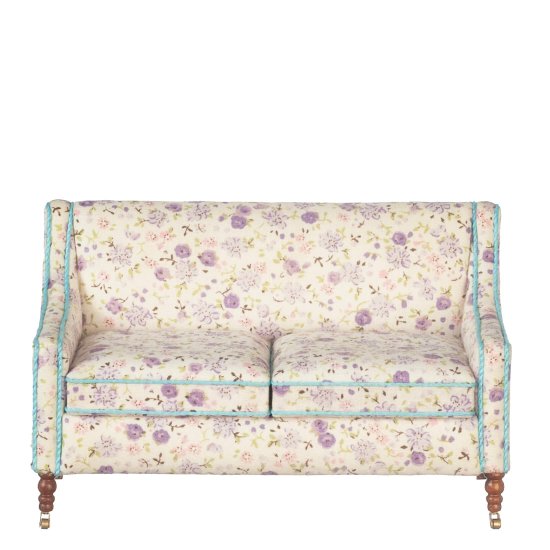 (image for) Vintage Fauteuil Upholstered Sofa - Lavender Floral Print