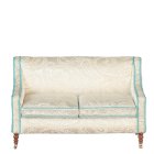 Vintage Fauteuil Upholstered Sofa - White Paisley Print (image for) Vintage Fauteuil Upholstered Sofa - White Paisley Print