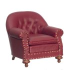 (image for) 1880s Club Style Armchair - Red Leather & Walnut