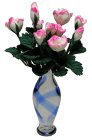 (image for) Pink & White Roses in Blue Striped Vase 12pc
