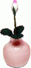 (image for) Pink & White Rose Bud in Pink Ceramic Vase