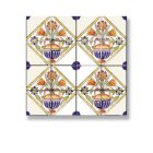 Small Orange & Blue Floral Picture Mosaic Tile Sheet (image for) Small Orange & Blue Floral Picture Mosaic Tile Sheet