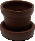 Small Dark Round Clay Pot w/ Drip Saucer (image for) Small Dark Round Clay Pot w/ Drip Saucer