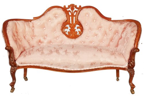 (image for) Queen Anne Upholstered Settee - Walnut