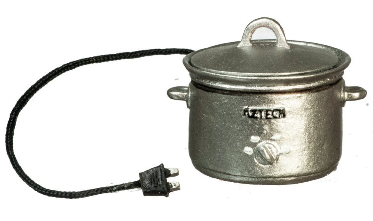 Crock Pot - Silver  Mary's Dollhouse Miniature Accessories