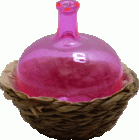 Glass Demijohn in Short Wicker Basket Pink (image for) Glass Demijohn in Short Wicker Basket Pink