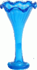 (image for) Glass Pedestal Vase w/ Long Fluted Neck Turquoise