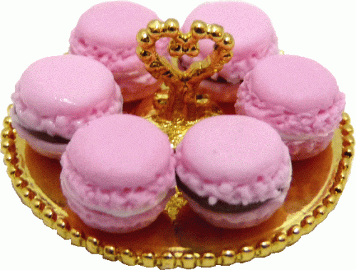(image for) Macarons on Gold Tray - Pink