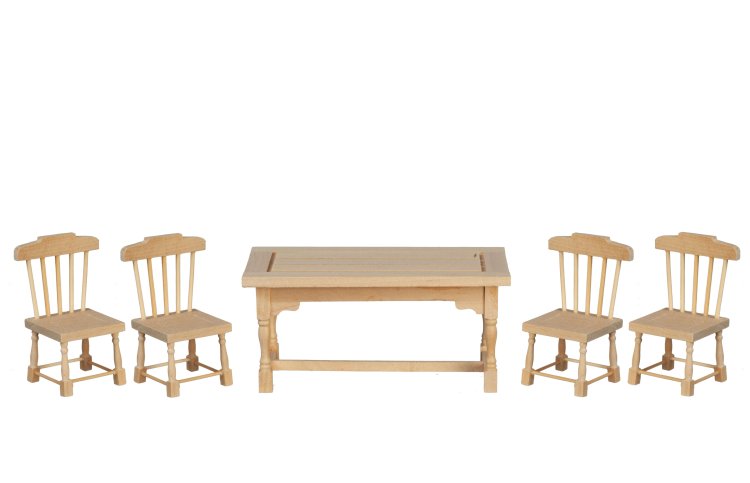 (image for) Rectangular Dining Room Set w/ 4 Chairs - Unfinished 5pc