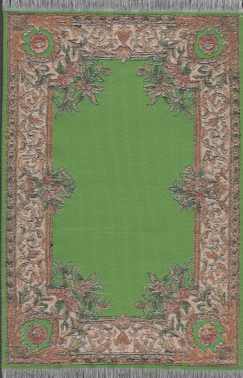 (image for) Turkish Rectangular Area Rug - Dusty Green Floral