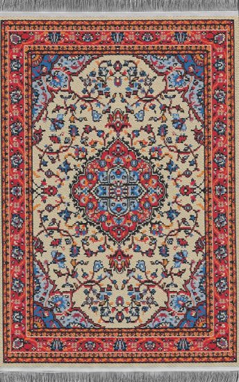 (image for) Turkish Rectangular Area Rug - Red & Orange Floral