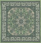 (image for) Turkish Square Throw Rug - Green Floral