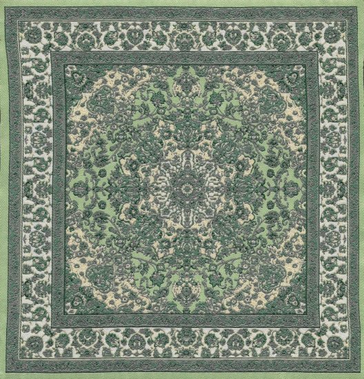 (image for) Turkish Square Throw Rug - Green Floral