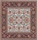 (image for) Turkish Square Throw Rug - Burgundy Floral