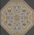 (image for) Turkish Octagonal Area Rug - Gray & Gold Floral