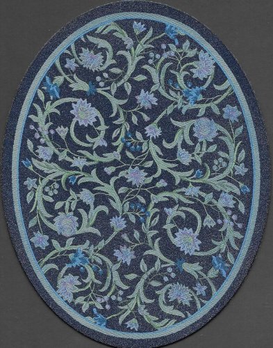 (image for) Turkish Oval Throw Rug - Blues Floral