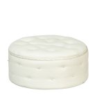 (image for) White Art Nouveau Round Ottoman - Walnut
