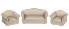 (image for) Living Room Furniture Set - Tan Fabric Upholstery - 3pc