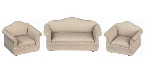 (image for) Living Room Furniture Set - Tan Fabric Upholstery - 3pc