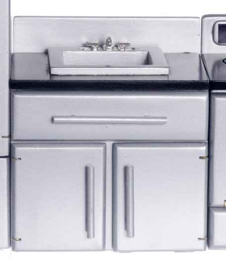 (image for) Silver Sink Unit w/ Black Counter Top