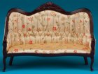 Victorian Sofa w/ Floral Fabric - Mahogany (image for) Victorian Sofa w/ Floral Fabric - Mahogany