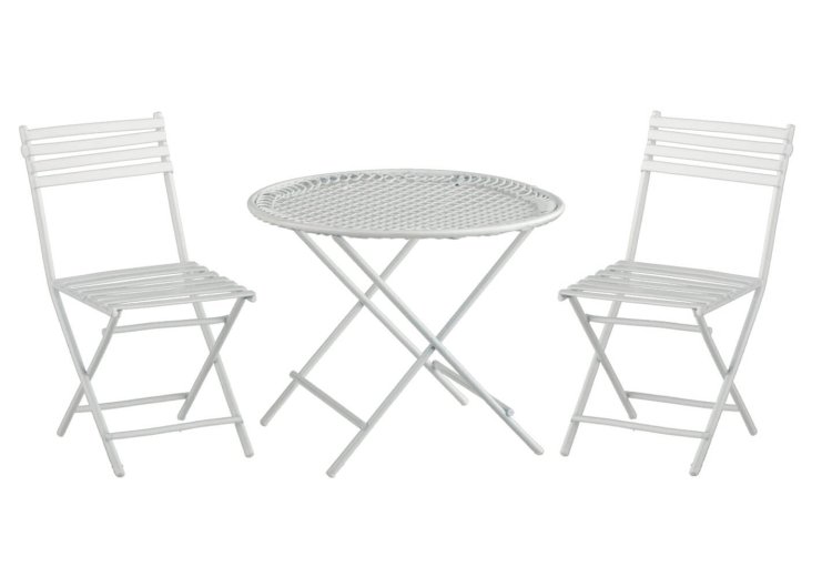 (image for) White Wire Patio Table Set 3pc