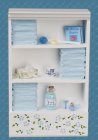 Bathroom Cabinet White & Light Blue w/ Accessories (image for) Bathroom Cabinet White & Light Blue w/ Accessories