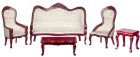 Mahogany & White Victorian Living Room Set - 5pc (image for) Mahogany & White Victorian Living Room Set - 5pc