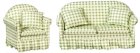 Green & White Checked Sofa & Chair Living Room Set - 2pc (image for) Green & White Checked Sofa & Chair Living Room Set - 2pc