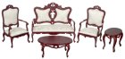 Fancy Victorian Living Room Set - 5pc - Mahogany (image for) Fancy Victorian Living Room Set - 5pc - Mahogany