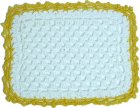 (image for) Hand Crochet Baby Blanket White with Yellow