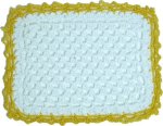 (image for) Hand Crochet Baby Blanket White with Yellow