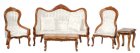 Victorian Living Room Set - White & Walnut - 5pc (image for) Victorian Living Room Set - White & Walnut - 5pc