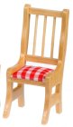 (image for) Red Checked Cushion Chairs - 4pc - Oak