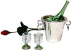 (image for) Champagne Bucket w/ Champagne Bottle, 2 Glasses & Red Rose