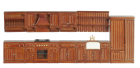 (image for) 1/2in Scale Kitchen Set 9pc - Walnut